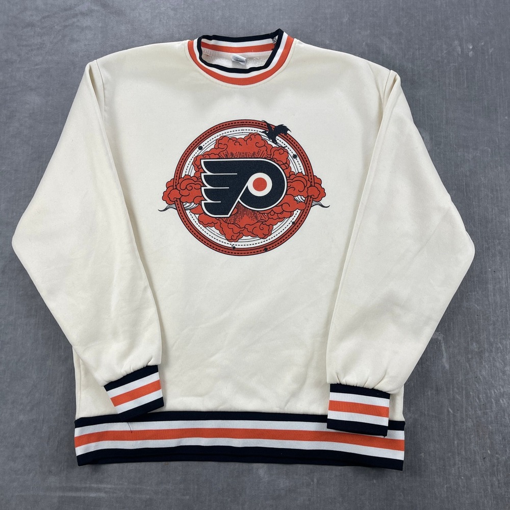 Philadelphia Flyers Success Brands Mens L Cream Sweatshirt Graphic Pullover